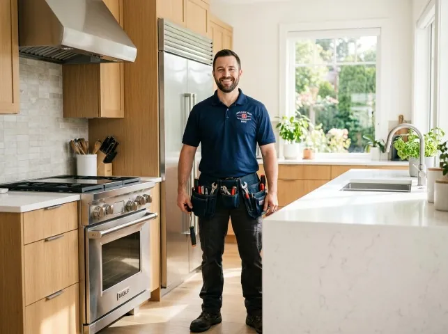 Appliance Repair Hero technician in a Atalissa, IA kitchen after an appliance repair